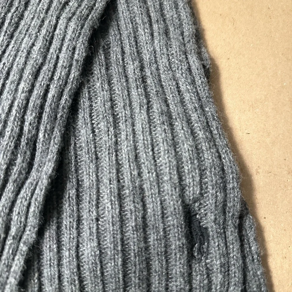 POLO RALPH LAUREN Men grey wool gorpcore career quiet luxury ribbed scarf